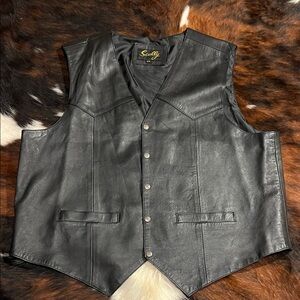 Scully Men's Black Leather Vest